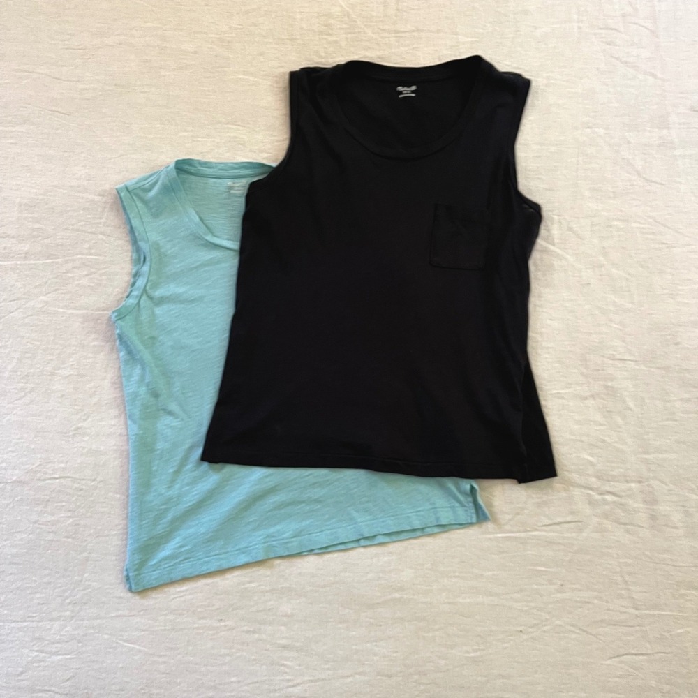 Lot of 2 Madewell Whisper Cotton Crewneck Slub Muscle Tank Top Small